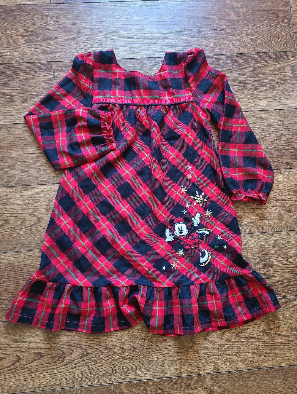 Disney Store Mickey Mouse Christmas Plaid Dress Girls Size 5/6 Holiday